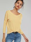 Round Neck Standard Slim Sweet Striped T Shirt (Style V200955)