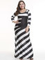 Casual Asymmetrical Striped Patchwork Polyester Casual Dresses (Style V200977)
