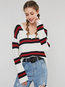 V-neck Standard Casual Color Block Woolen Fabric Sweater (Style V200980)