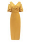 Elegant Bodycon V-neck Plain Cascading Ruffle Bodycon Dresses (Style V200992)
