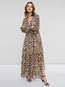 Sexy V-neck Leopard Print Chiffon Maxi Dresses (Style V200994)