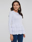 Standard Slim Plain Polyester Cascading Ruffle Blouse (Style V200996)