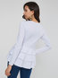Standard Slim Plain Polyester Cascading Ruffle Blouse (Style V200996)