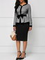 Office Bodycon V-neck Color Block Patchwork Knee Length Dresses (Style V201001)