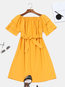 A-line Hooded Plain Ruffle Cotton Blends Mini Dresses (Style V201002)