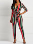 Skinny Fashion Striped Polyester Pattern Jumpsuit (Style V201003)