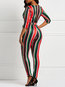 Skinny Fashion Striped Polyester Pattern Jumpsuit (Style V201003)
