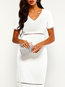 Elegant Bodycon V-neck Plain Patchwork Knee Length Dresses (Style V201004)