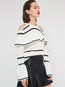 Standard Elegant Striped Knitted Cascading Ruffle Sweater (Style V201017)