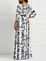 Straight V-neck Letter Print Polyester Maxi Dresses (Style V201023)
