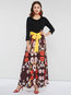 Travel Look Expansion Round Neck Striped Patchwork Maxi Dresses (Style V201024)