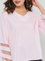 Standard Loose Plain Cotton Patchwork Blouse (Style V201025)