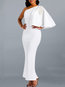 Ladylike Bodycon Asymmetric Plain Bodycon Dresses (Style V201050)