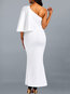 Ladylike Bodycon Asymmetric Plain Bodycon Dresses (Style V201050)