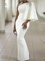 Ladylike Bodycon Asymmetric Plain Bodycon Dresses (Style V201050)