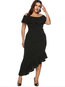 Casual Asymmetrical Off The Shoulder Plain Asymmetrical Casual Dresses (Style V201051)
