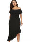 Casual Asymmetrical Off The Shoulder Plain Asymmetrical Casual Dresses (Style V201051)