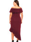 Casual Asymmetrical Off The Shoulder Plain Asymmetrical Casual Dresses (Style V201051)