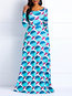 Western A-line Round Neck Print Polyester Maxi Dresses (Style V201055)