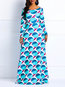 Western A-line Round Neck Print Polyester Maxi Dresses (Style V201055)