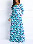 Western A-line Round Neck Print Polyester Maxi Dresses (Style V201055)