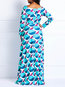 Western A-line Round Neck Print Polyester Maxi Dresses (Style V201055)