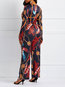 Maxi Slim Fashion Color Block Pattern Jumpsuit (Style V201057)
