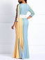 Western Mermaid Round Neck Color Block Maxi Dresses (Style V201061)