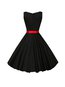 Western Expansion Round Neck Plain Polyester Midi Dresses (Style V201068)