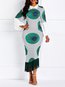 Tribal Mermaid Lapel Geometric Patchwork Maxi Dresses (Style V201074)