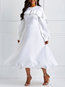 Casual A-line Round Neck Plain Cascading Ruffle Casual Dresses (Style V201080)