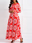 Casual A-line V-neck Geometric Print Casual Dresses (Style V201092)