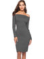 Sexy Bodycon Off The Shoulder Plain Knee Length Dresses (Style V201101)