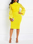 Bodycon Plain Patchwork Tulle Knee Length Dresses (Style V201107)