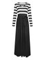 Casual A-line V-neck Striped Patchwork Casual Dresses (Style V201108)