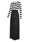 Casual A-line V-neck Striped Patchwork Casual Dresses (Style V201108)