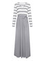 Casual A-line V-neck Striped Patchwork Casual Dresses (Style V201108)