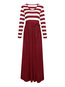 Casual A-line V-neck Striped Patchwork Casual Dresses (Style V201108)