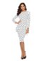 Office Pencil Round Neck Polka Dot Ruffle Knee Length Dresses (Style V201113)