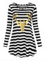 Casual Trumpet Round Neck Striped Print Casual Dresses (Style V201115)