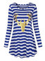 Casual Trumpet Round Neck Striped Print Casual Dresses (Style V201115)