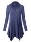 Heap Collar Midi Loose Simple Cotton T Shirt (Style V201120)
