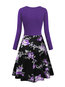 Office A-line V-neck Patchwork Knee Length Dresses (Style V201125)