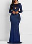 Bodycon Round Neck Plain Backless Lace Bodycon Dresses (Style V201128)
