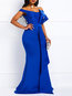 Elegant A-line Off The Shoulder Patchwork Maxi Dresses (Style V201130)