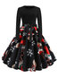 Vintage Expansion Round Neck Patchwork Polyester Knee Length Dresses (Style V201131)