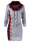 Casual Bodycon Heap Collar Plaid Patchwork Casual Dresses (Style V201132)