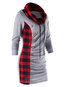 Casual Bodycon Heap Collar Plaid Patchwork Casual Dresses (Style V201132)