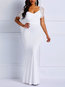 Elegant Mermaid Plain Patchwork Chiffon Maxi Dresses (Style V201135)