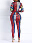 Maxi Slim Casual Pattern Jumpsuit (Style V201139)